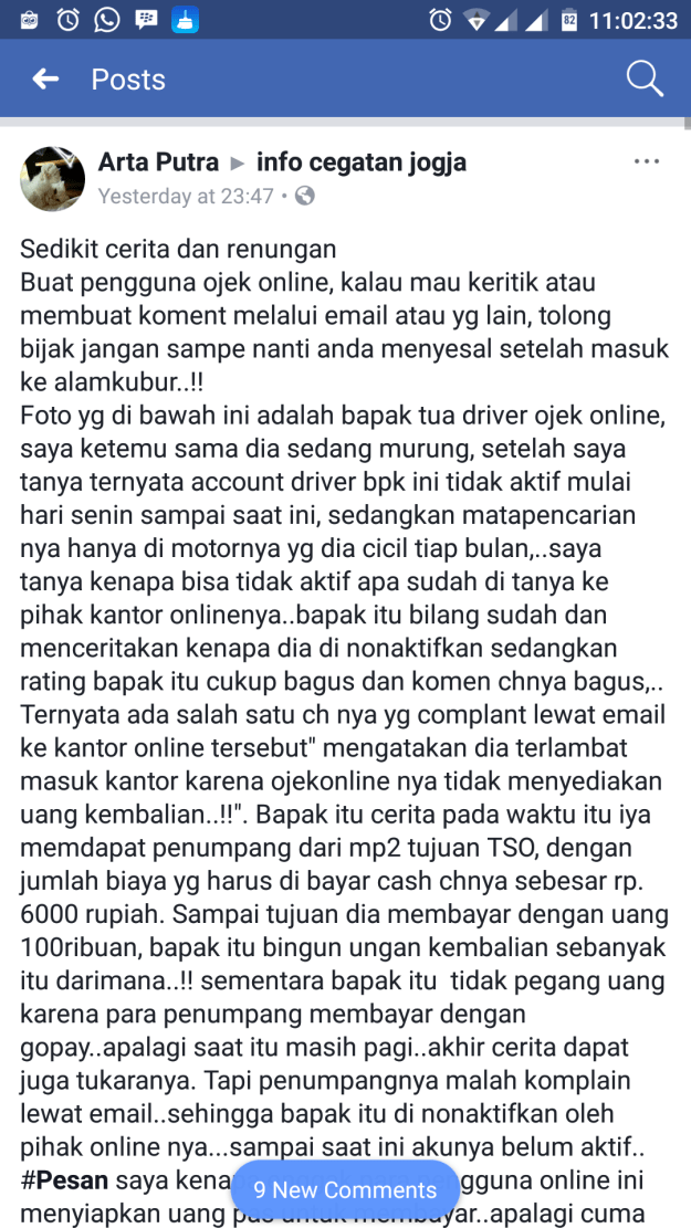 driver ojek online yang akunnya dibekukan